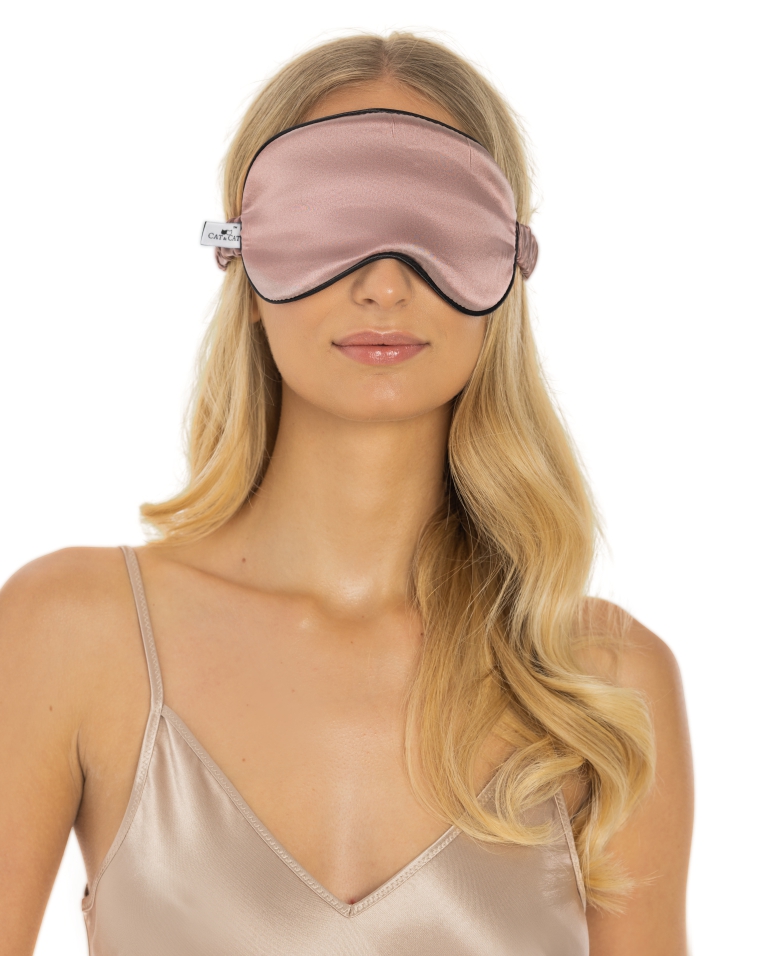 Jedwabna maska do spania - dusty pink