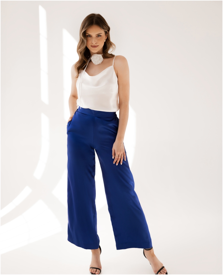 Silk pants - royal blue