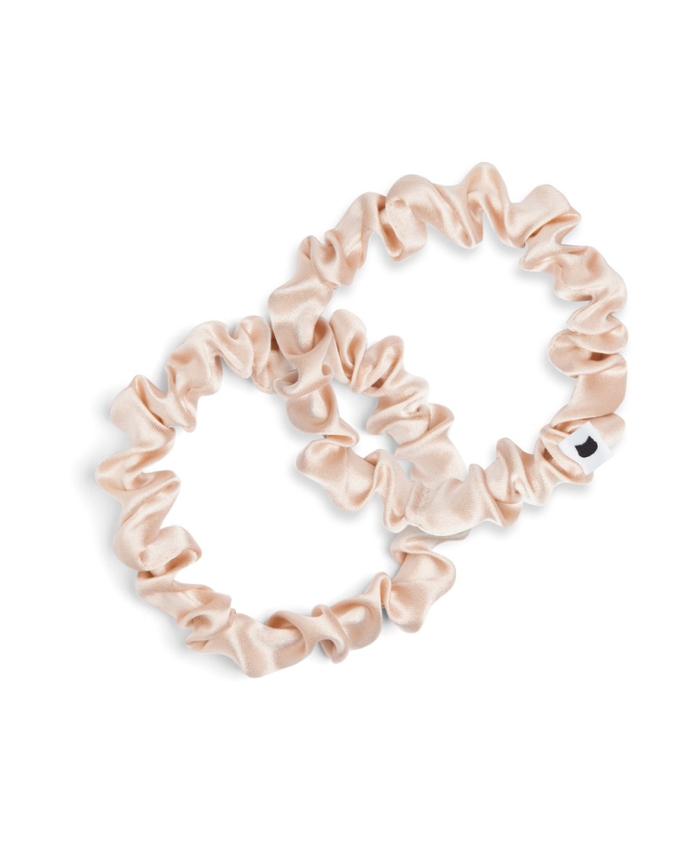 Zestaw dwóch jedwabnych gumek SLIM - beige