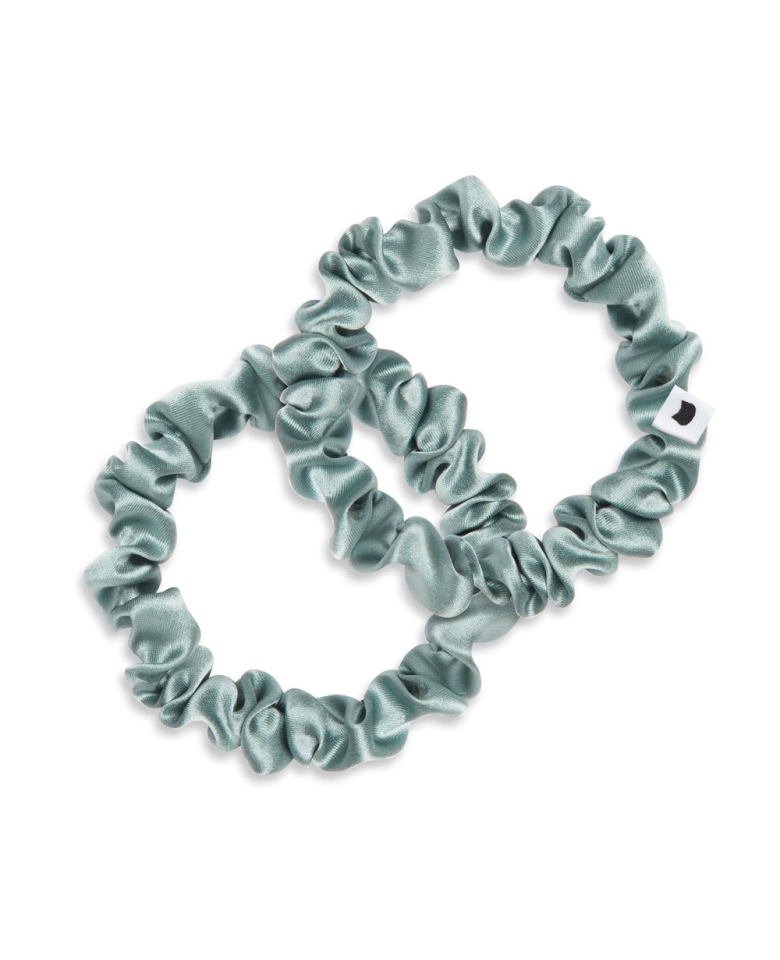 Set of two silk srunchies - cyan