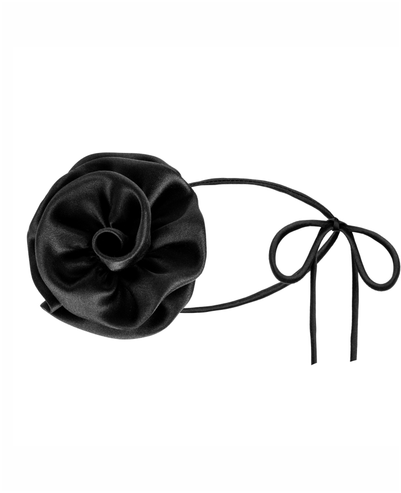 Rosa Choker aus Seide – schwarz