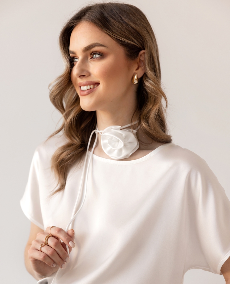 Silk choker rose - pure nature