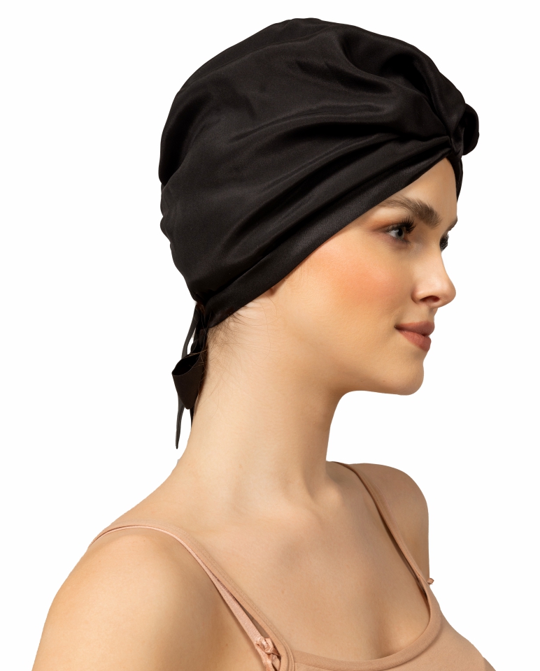 Maxi comfort silk hair wrap – black