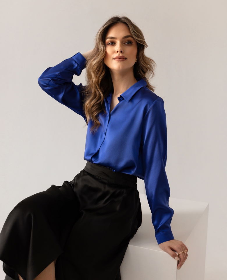 Jedwabna koszula - royal blue