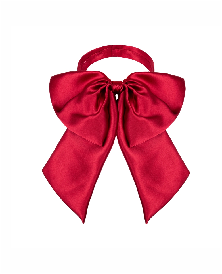 Silk bow choker classic - carmine
