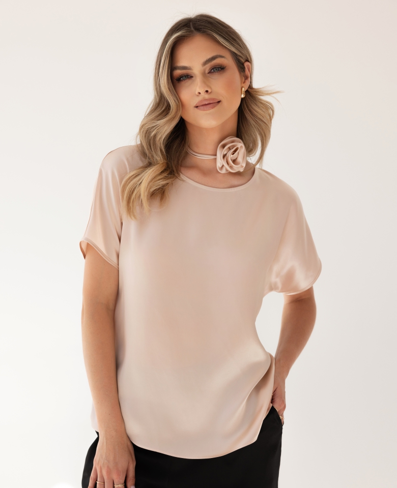 T-shirt silk satin beige