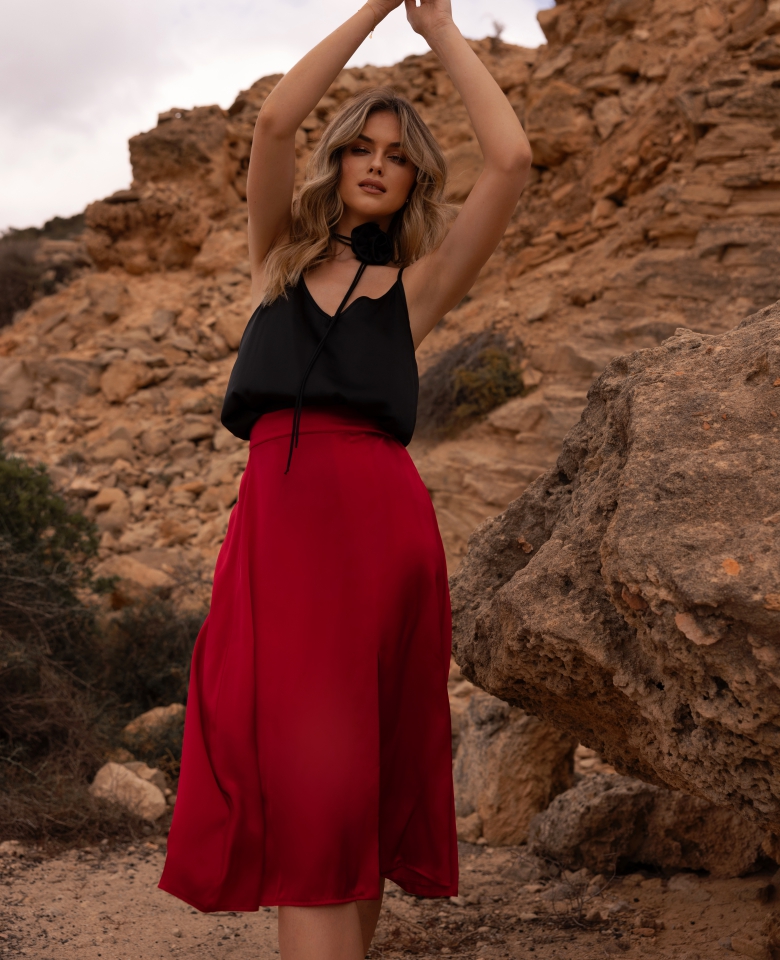Silk skirt - carmine