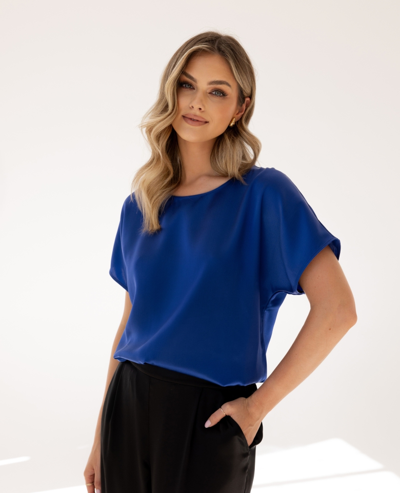 T-shirt silk satin royal blue