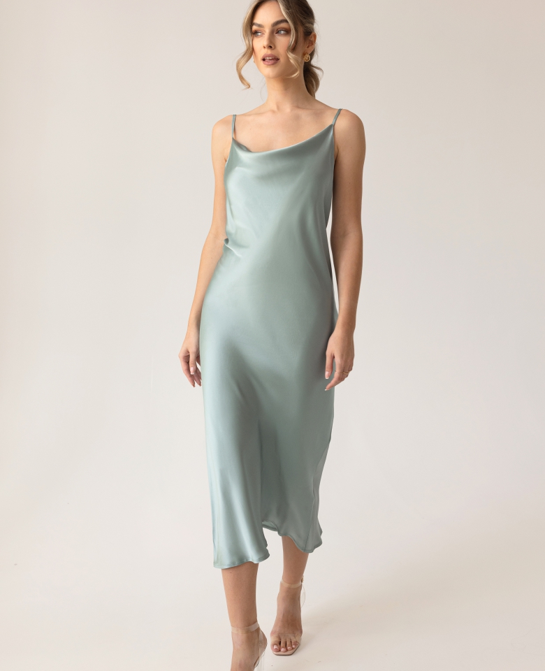 Silk dress - cyan