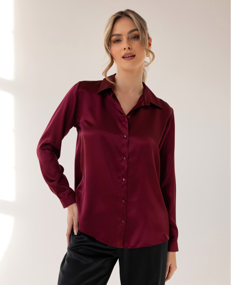 Silk shirt - burgundy