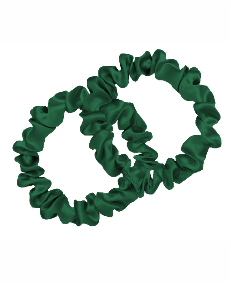 Set of two silk srunchies - emerald