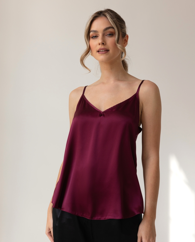 Silk top - burgundy