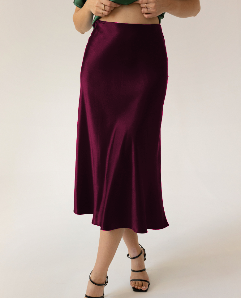 Silk maxi skirt - burgundy