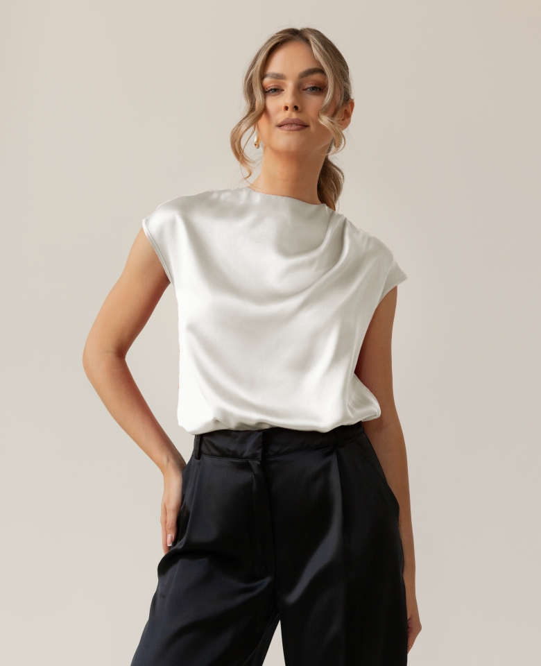 Silk blouse with ruching - pure nature