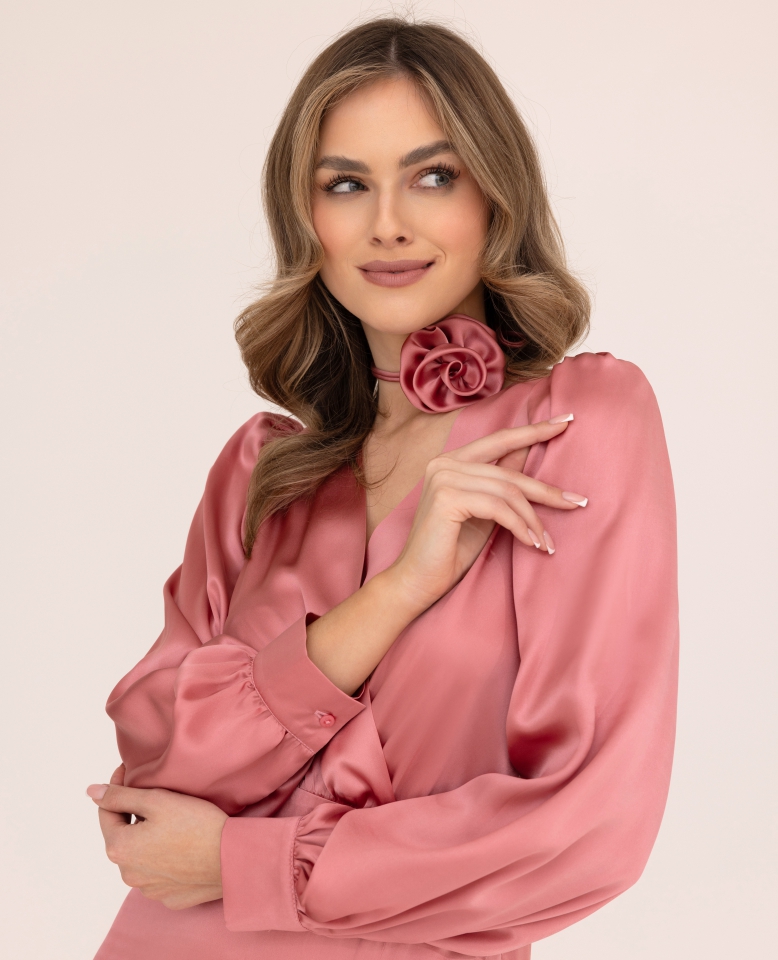 Silk choker rose - rose