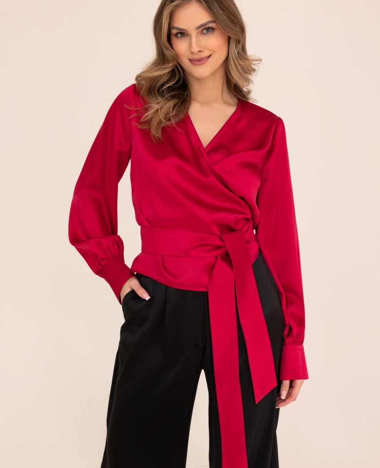 Silk envelope blouse - carmine