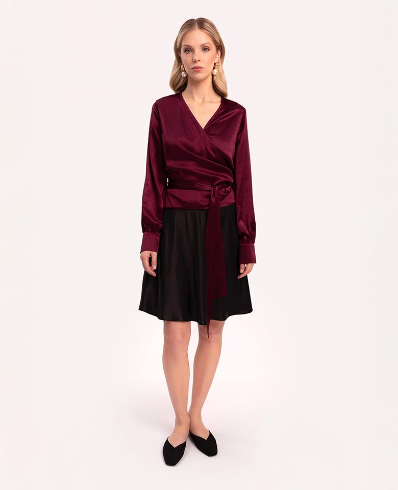 Silk envelope blouse - burgundy