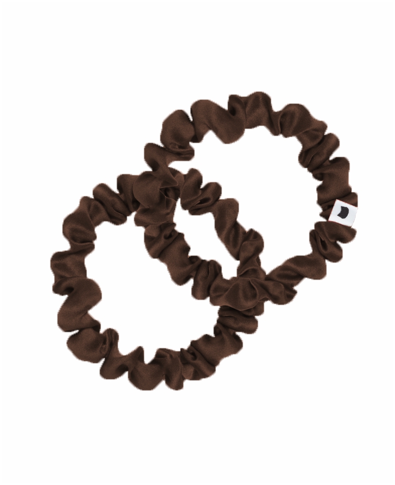 Set of two SLIM silk rubber bands - chocolate