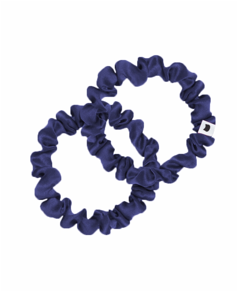 Set of two silk srunchies - navy blue