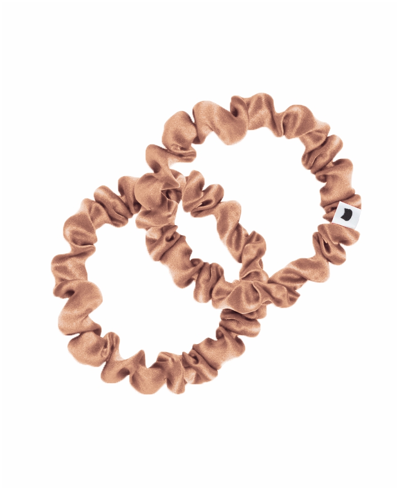 Set of two silk srunchies - mocha mousse