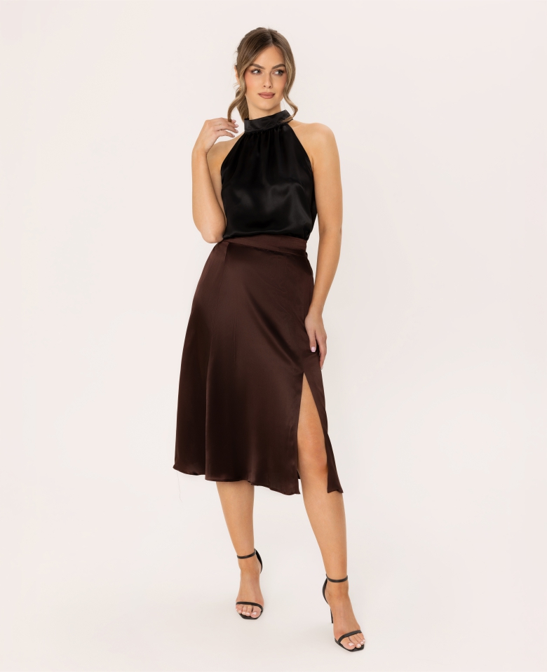 Silk skirt - chocolate