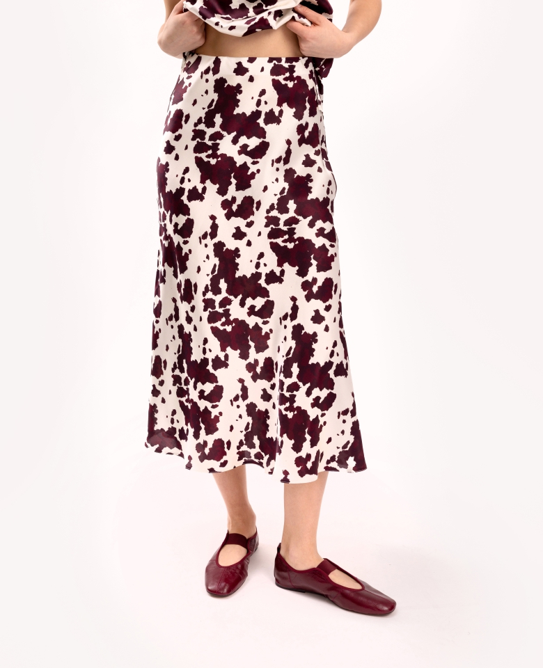 Silk skirt maxi – cow burgundy