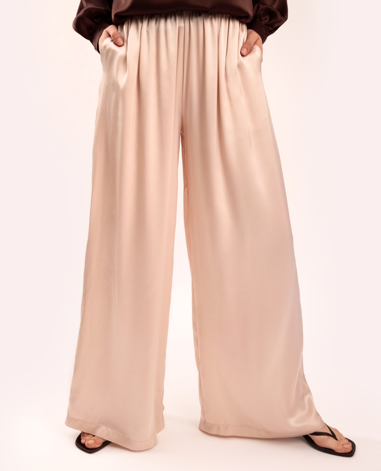 Silk pants relax fit - beige