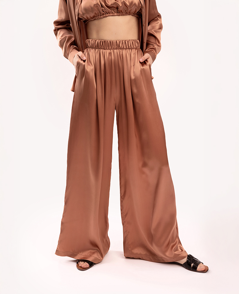 Silk pants relax fit - mocha mousse