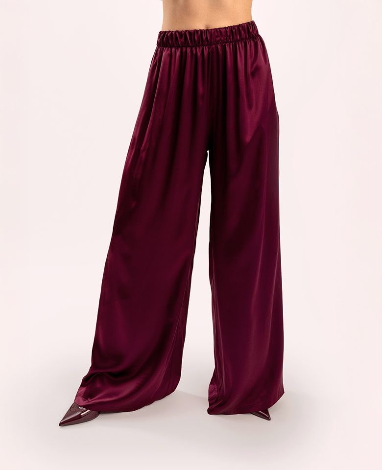 Silk pants relax fit - burgundy