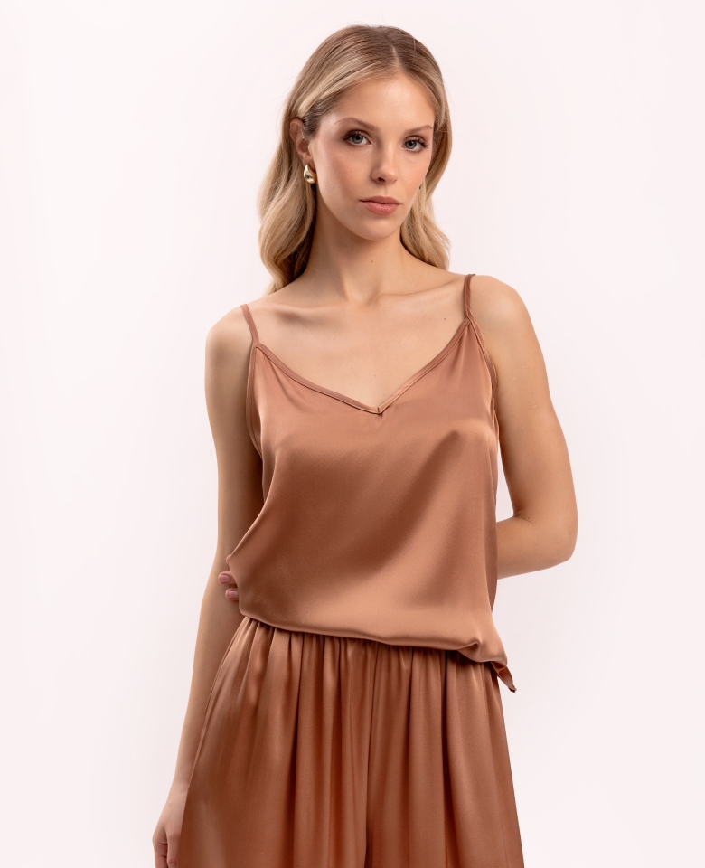 Silk top - mocha mousse