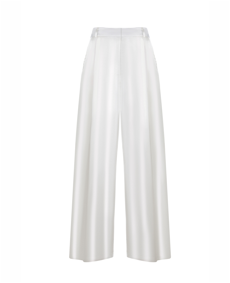 Jedwabne spodnie wide leg - pure nature